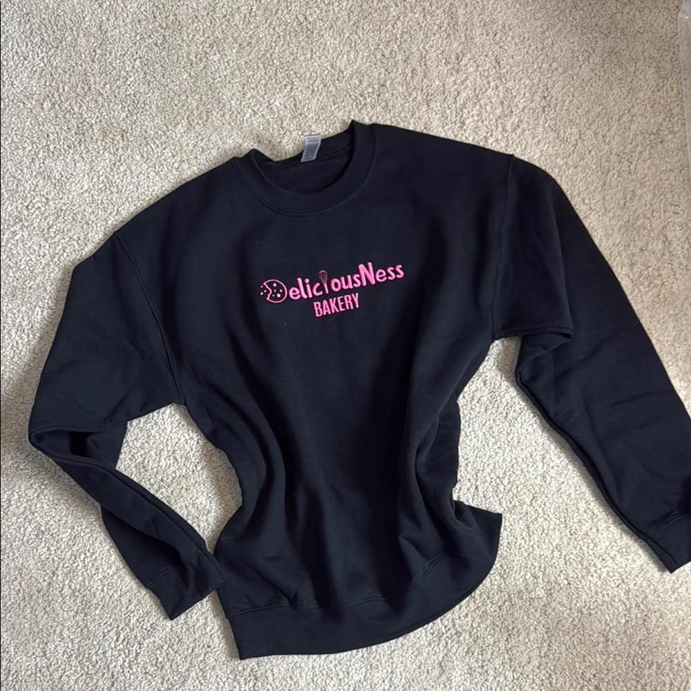 Black Sweatshirt with Pink Logo